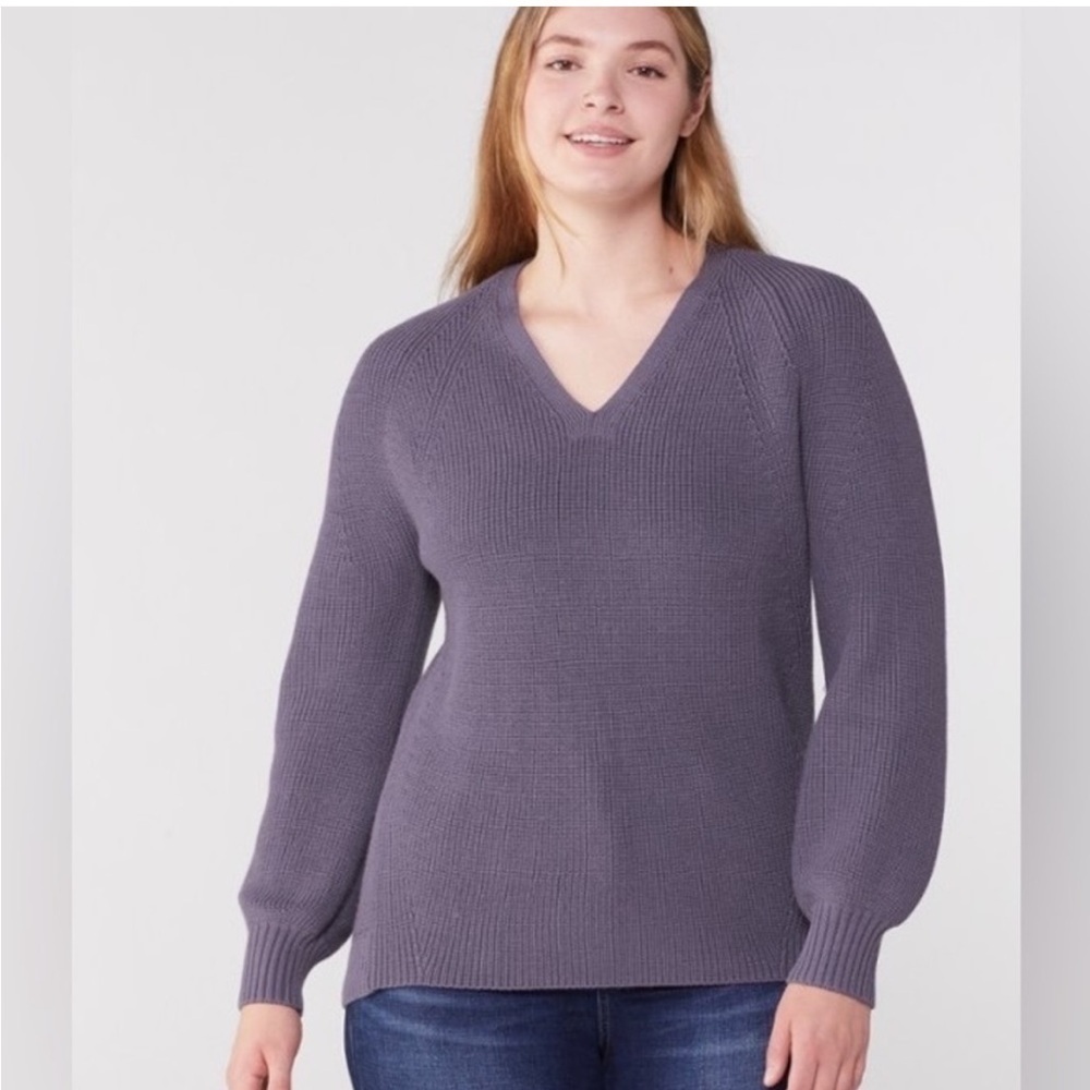 Athleta En Route Hanover Ribbed Balloon Sleeve Marino Wool Sweater Size 1X